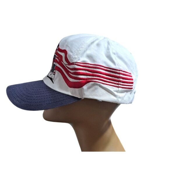 Peterbilt American Flag Truck Embroidered White Blue Adjustable Trucker Cap Hat - Picture 2 of 6